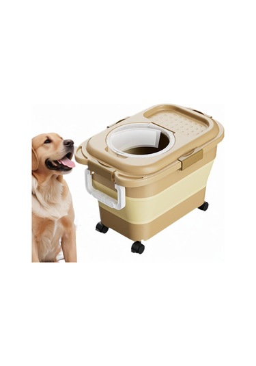 Homyl Tekerlekli Kedi Maması Saklama Kabı Kovası, Katlanabilir