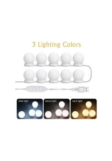 Dancemonkey 3 Aydınlatma Modu Vanity Led 10 Ampullü Ayna Işıklar, Güçlü Led Ayna Işıklar Beyaz