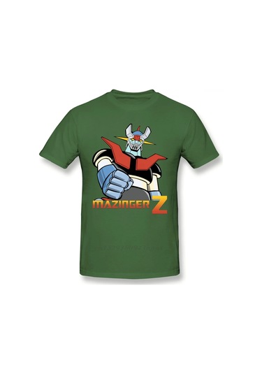 Vikineey Erkekler İçin Mazinger Z Robot Anime Kısa Kollu Vaporwave T-shirtordu Yeşil Ordu Yeşil