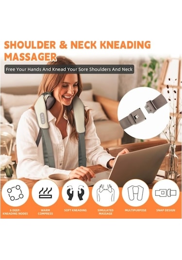 Cbtx 6d El Hissiyatlı Yoğurmalı Isıtmalı Kas Ağrısı Giderici Omuz Ve Boyun İçin Şarjlı Masaj Aleti Mavi