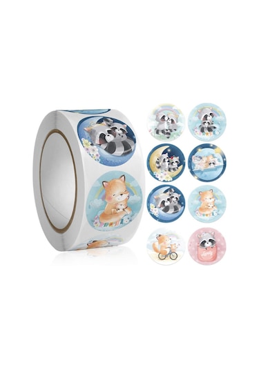 500 Çıkartma - Hayvan Motifleri - Karikatür - Çıkartmalar Çok Renkli