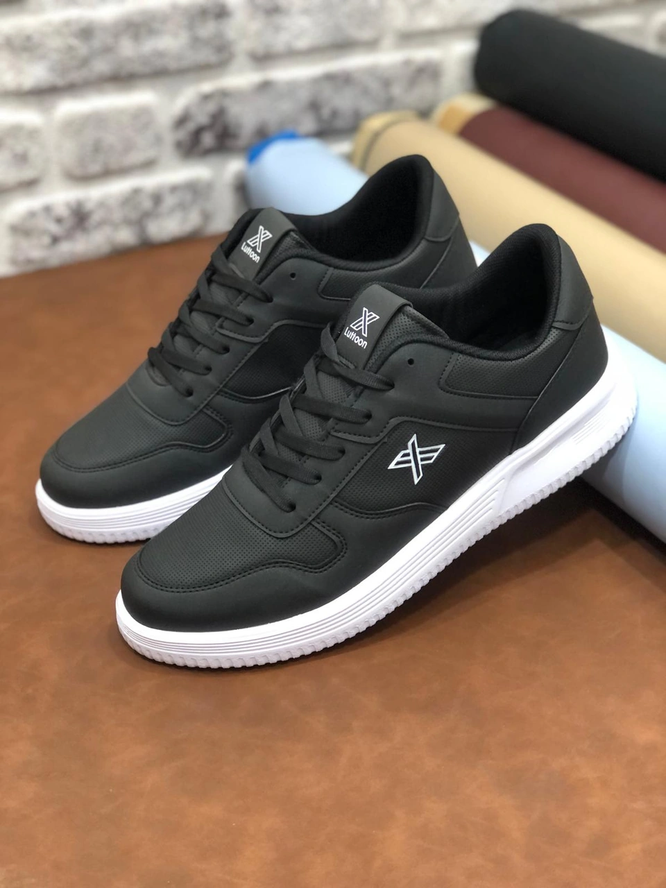 Deritarz Luttoon Büyük Numara 45-46-47-48 Ortopedik Erkek Spor Ayakkabı Siyah Beyaz