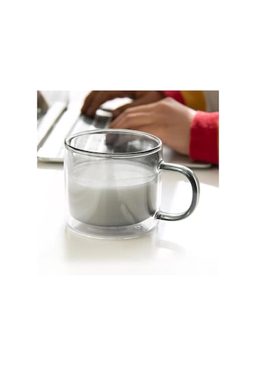 Cam Çift Cidarlı Kupa Grey 250ml Cam0323