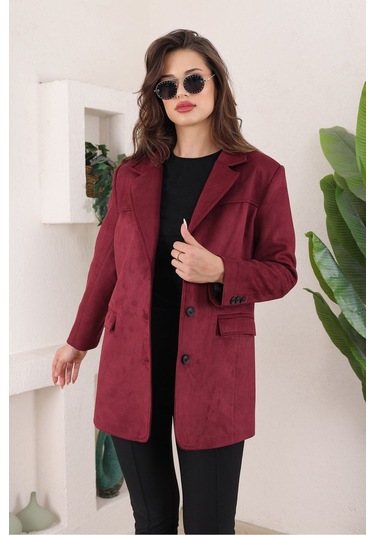 Süet Kadın Mont Bordo
