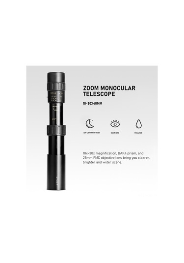 Suofeng 10-30x Bak4 Prisma Fmc Lens Monoküler Teleskop, Gece Görüşlü, Telefon Tutucu Ve Tripod İle, Doğa, Kuş İzleme, Kamp İçin
