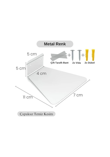 Sihirbaz Raf Duvar Rafı Metal Kitaplık Gizli Kitaplık Görünmez Dekoratif Duvar Kitaplığı 2 Adet Diğer
