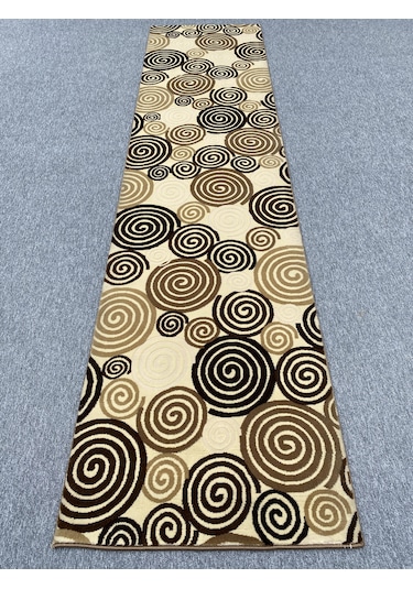 Saray Kesme Halı 10952 A 80x330 Kahve Krem 3 Metre Yolluk