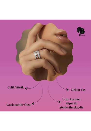 Ayarlanabilir Mess Model Zirkon Taşlı Silver Renk Çelik Yüzük Gümüş