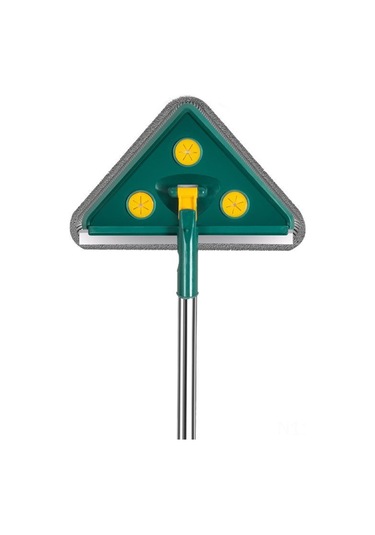 Ximistore9 Ev Temizliği İçin El Yıkamadan Kullanıma Hazır Üçgen Mop Cam Ve Zemin Temizleyici Yeşil Ultra İnce Lif 1 Güçlendirilmiş Çubuk + 1 Lif Bezi