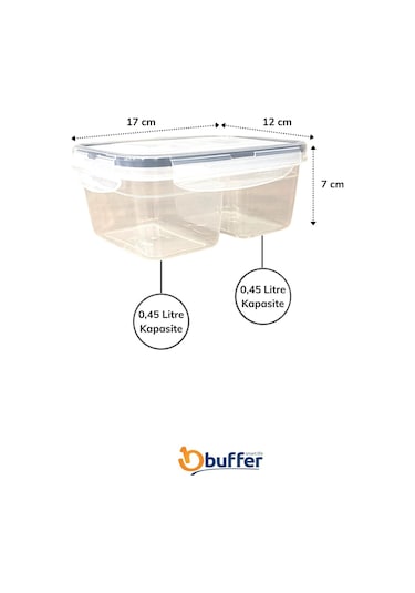 Buffer® 2 Bölmeli 045 045 Litre Kilitli Kapaklı Saklama Kabı