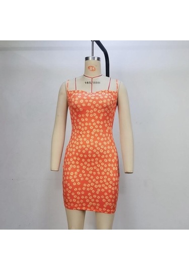 Kadın Sırtı Açık Benekli Seksi Dar Halter Elbiseler Pembe