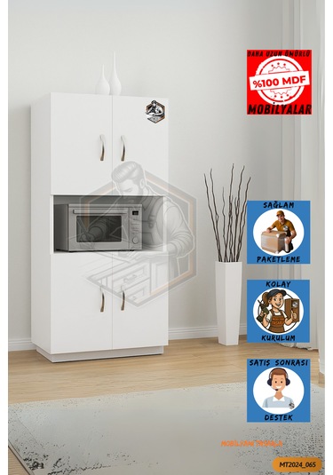 Tamamı Mdf 4 Kapaklı Mikrodalga/mini Fırın Dolabı Çok Amaçlı Mutf