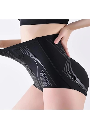 Kadın V-control Yüksek Bel Toparlayıcı Dikişsiz Ten Rengi Iyonizer Korse Külot Siyah