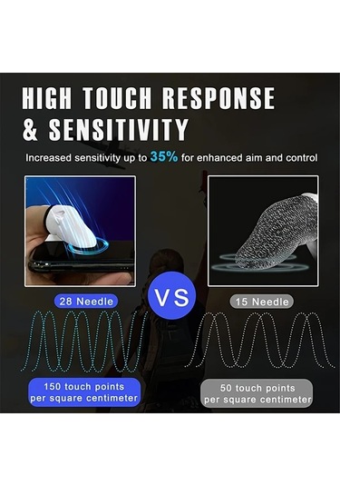 Xuweiwei 2 Çift Metal Saklama Kutulu Oyun Parmak Kılıfı Gümüş Fiber Nefes Alabilir Terlemez