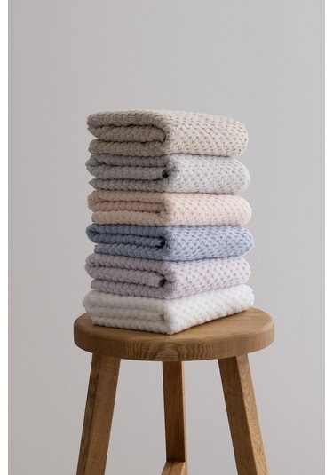 Ivory Somon Kabartma Dokulu Mikro Fiber %100 Pamuk 2li El Yüz Hav Somon