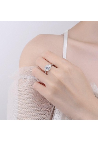 Siyah Bague Ringen Yuvarlak D Renk Vvs 1/2ct Mozanit Yüzükler Gümüş 925 Takı Kadın Alyans Nişan Ayarlanabilir Boyutu 1 Ct 1ct Adjustable