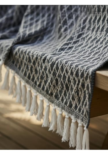 Beylini Çok Amaçlı Örtü Koltuk Çekyat Kilim Yatak Piknik Örtüsü Zemin Kaplama Yıkanabilir Saçaklı 170x200 Cm Siyah