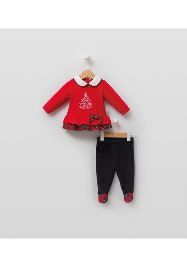 Babydoll 2li Takım Babydola Kırmızı Patikli-7453 Kırmızı