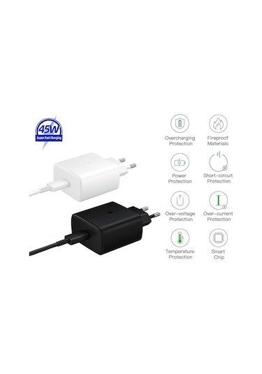Galaxy A33 5G Uyumlu 45W Super Hızlı Type-C Şarj Aleti Seti - İthalatçı Garantili - Beyaz