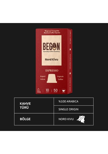 Begon Kahve Nord Kivu Espresso Kapsül Kahve 3 x 10'lu