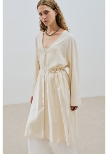 Dokulu Düğmeli Uzun Tunik Natural Natural