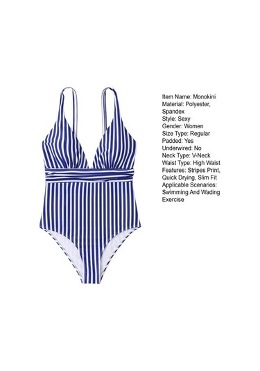 Yaz Monokini V Yaka Askılı Sırtı Açık Tek Parça Bikini Çizgili Baskılı Hızlı Kuruyan Slim Fit Vücut Şekillendirici Monokini Koyu Mavi Yaz Monokini V Yaka Askılı Sırtı Açık Tek Parça Bikini Çizgili Baskılı Hızlı Kuruyan Slim Fit Vücut Şekillendirici Monokini Koyu Mavi