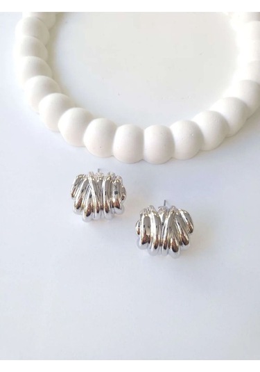 Çelik Silver Tırtıklı Küpe Sevgiliye Hediye Gümüş