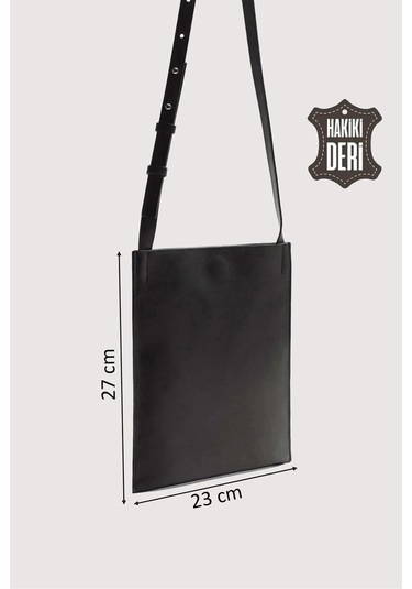 Hakiki Deri Kadın Omuz Çantası Siyah Smr8978 Siyah