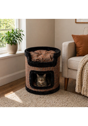 Miyusa 2 Katlı Kedi Evi Modern, Konforlu Ve Şık Kedi Yuvası