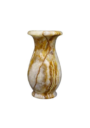 Doğal Oniks Taş Lale Vazo Şık Ve Dekoratif El İşçiliği