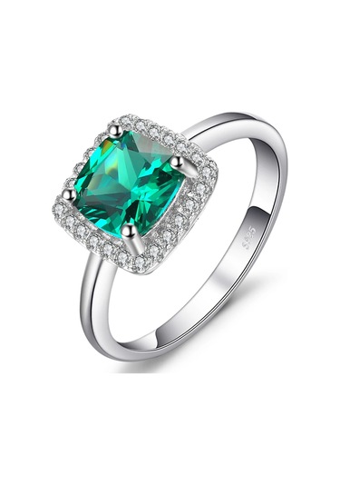 Brezza Lusso Jewelry Zümrüt Taşlı Diamond Tektaş Kare Kadın Gümüş Yüzük 13