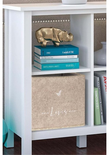 Keçe Raf Organizer, Raf Düzenleyici Saklama Kutusu, Bej, 30 X 30 X 30 Cm, 27 Litre Desenli