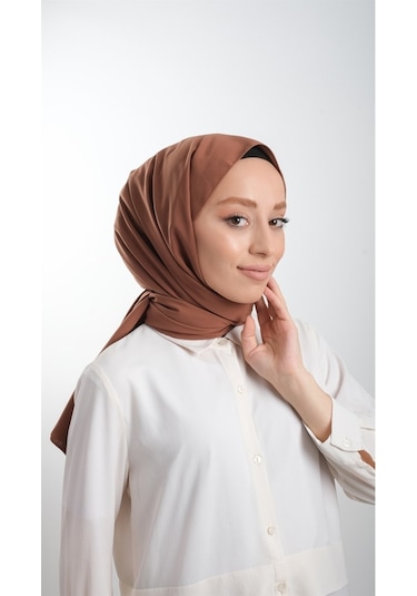 Taba Düz Klasik Şal Medine Ipeği Sade 202103_33 Taba