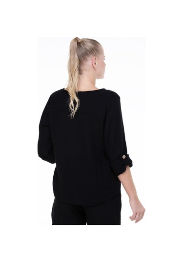 Uzun Kol Müslin Sedef Gömlek Siyah Syh-siyah Siyah