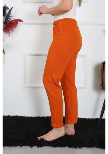 Akbeniz Kadın Pamuk Cepli 3 İplik Alt Eşofman Kremit 27510-kremit Kiremit