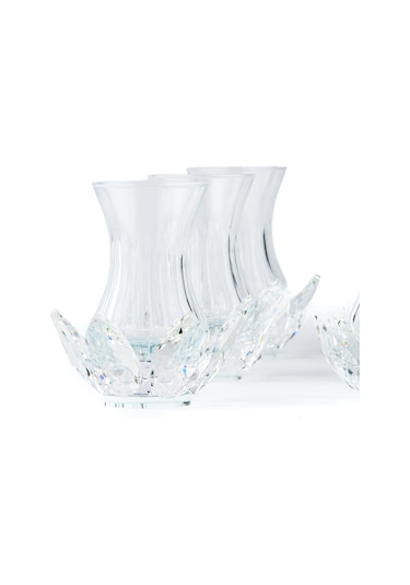 Çay Seti Cam El Dekor Nilüfer Model Şeffaf Renk