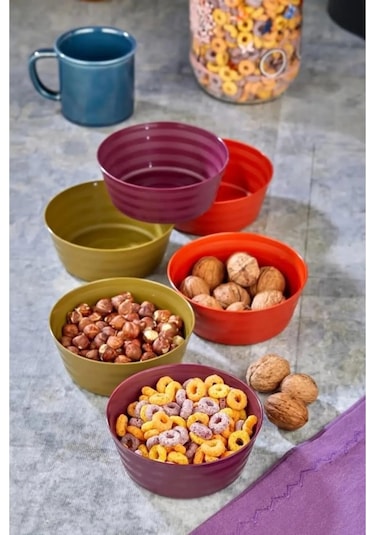 Plastik Çerezlik Sunumluk 6 Lı Kase Yonca Desen Royaleks-ht-001 Çok Renkli