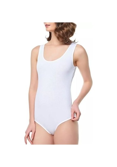 Kit İç Giyim Tutku 6'lı Kalın Askılı Çıtçıtlı Body - Atlet Beyaz