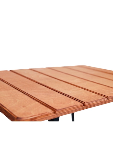 Alin Metal Katlanır Ahşap Kamp Ve Piknik Masası Kahverengi - Siyah