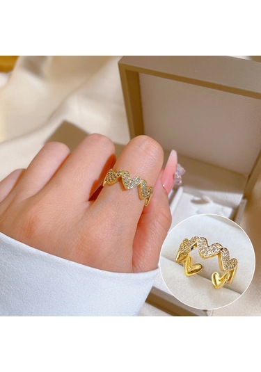 Geometrik Elmas Taşlı Yuvarlak İnci Yüzük No.29 Çok Renkli