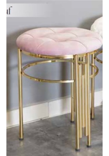 Mim Gold - Pembe Sütun Yuvarlak Puf Pembe