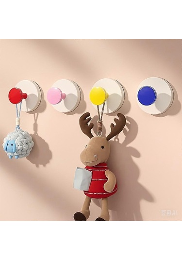 Sarı 2'li Paket Duvara Monte Vantuzlu Kanca, Yuvarlak Dekoratif Tasarım Diğer