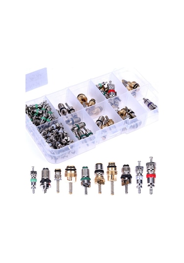 104 Adet Araba Klima Vanası Çekirdek Çeşitleri A/c Ac Shrader Vana Çekirdek Ve Aracı R134 R12 Hvac Vanalar Kiti Yedek Parçalar