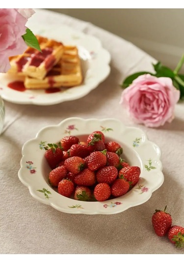 Roomi Çiçek Desenli 19,5 Cm Yemek Tabakı 220 Ml 168299148 Beyaz