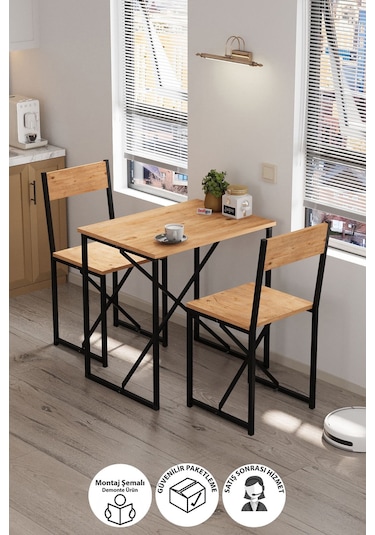 Bofigo 2li Mutfak Seti Mutfak Masa Ve Sandalye Seti Balkon Masası Cafe Seti Maysa Çam