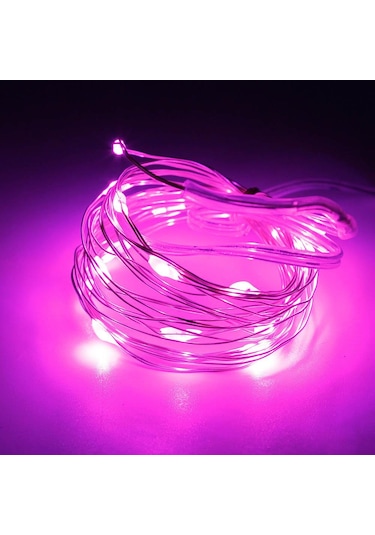 Pembe 1m 2m 3m 5m Led Dize İşıklar Gümüş Tel Peri 10-50 Leds Çelenk Ev Noel Ağacı Düğün Parti Dekorasyon 1m 10leds Pembe