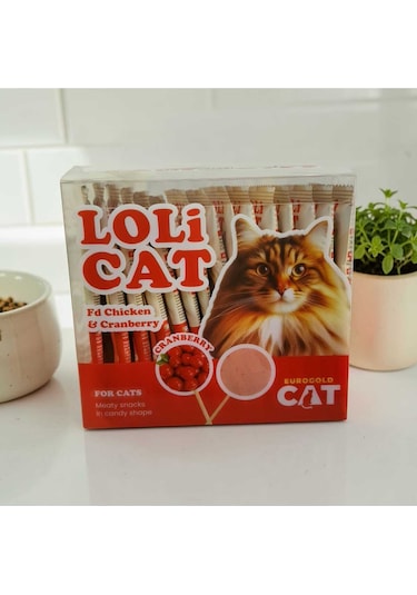Kızılcık Aromalı 15'li Lolipop Şeklinde Kedi Ödülü