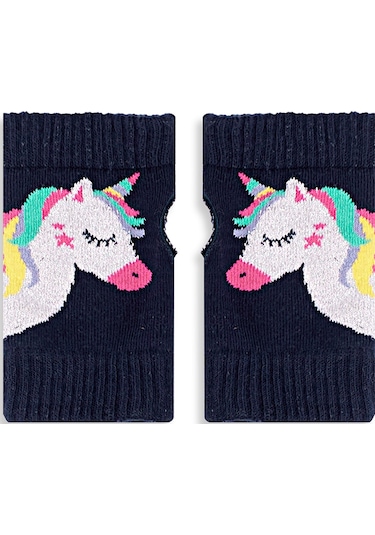 Denokids Unicorn Kız Çocuk Parmaksız Eldiven Çok Renkli