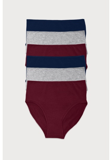 Malabadi Kadın Lacivert Gri Bordo 6 Lı Paket Modal Yüksek Bel Slip Külot 1955 Lacivert Gri Bordo