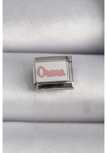 316l Çelik Gümüş Renk Beyaz Pembe Ouma İşlemeli Nomination Charm Çok Renkli